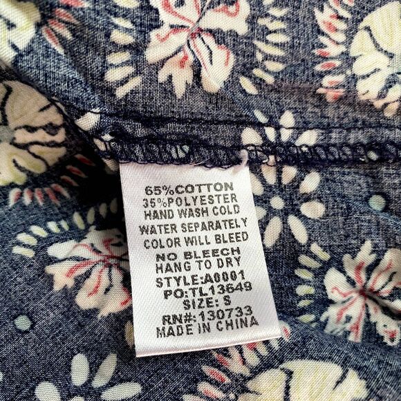 Umgee USA‎ Mini Peasant Dress Navy Blue Mixed Print Boho Southwestern Size Small - Picture 6 of 6